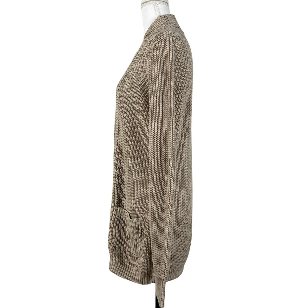 Vince 100% Linen Chunky Knit Cardigan Sweater Womens M Beige Buttons Preppy - Picture 4 of 9